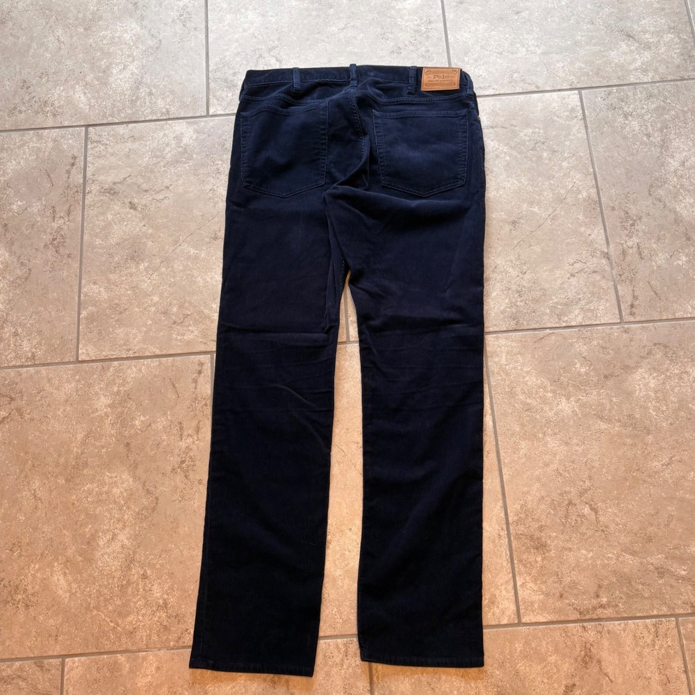 Polo Ralph Lauren Varick Slim Straight Corduroy Pants Navy Blue Mens 36x34 - Picture 8 of 8